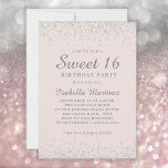 Invitation Élégant rose pâle rose Parties scintillant argent<br><div class="desc">Soirée de 16 ans avec parties scintillant en argent brillant sur un arrière - plan rose pâle et doux. La couleur rose arrière - plan de cette invitation est personnalisable avec l'outil de design facile à utiliser de Zazzle, donc quel que soit le thème de votre soirée, vous pouvez customiser...</div>