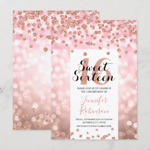 Invitation Élégant Rose Parties scintillant de roussissement