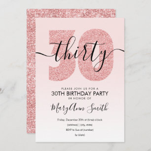 Invitation Elégant Rose Parties scintillant Gold Blush 30e an