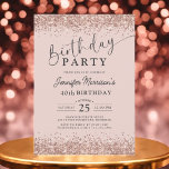 Invitation Elégant Rose Parties scintillant Gold Blush 40e an<br><div class="desc">Célébrez 40 ans fabuleux avec cette Elégante Parties scintillant Rose Gold Blush Invitation Anniversaire! Conçue avec un arrière - plan rose vif et des accents de parties scintillant or rose brillants, cette invitation donne le ton d'une fête chic et élégante. Entièrement modifiable, il vous permet de customiser l'âge, le nom...</div>
