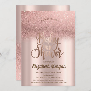 Invitation Elégant Rose Parties scintillant or Bokeh Ombre Ba