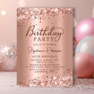 Invitation Elégant Rose Parties scintillant or métal huile 80
