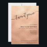 Invitation Élégant Rose Parties scintillant or Script 21e ann<br><div class="desc">Invitation Rose moderne Gold 21st Birthday. Conception minimaliste de modèle d'invitation de 21e anniversaire avec élégante calligraphie écriture manuscrite.</div>