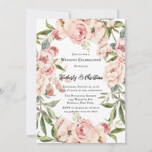 Invitation Elégant rose Peony Aquarelle Floral Mariage