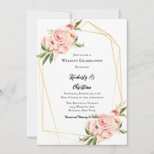 Invitation Elégant rose Peony Aquarelle Floral Mariage