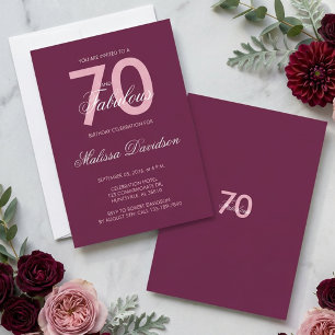 Invitation Élégant Rose Plum 70 et Fabulux Anniversaire