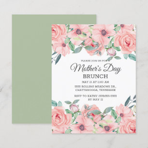 Invitation Élégant rose poudré et vert sauge floral pour la f