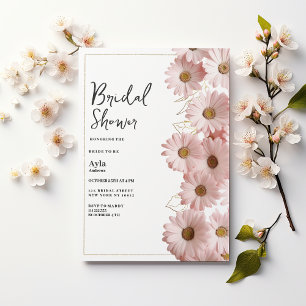 Invitation Élégant rose poudré or daisy floral Shower de Mari