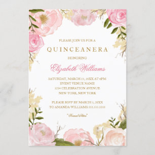 Invitation Elegant Rose Quinceanera Rose