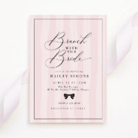 Élégant rose rayure noir Fête des mariées Bow Brun
