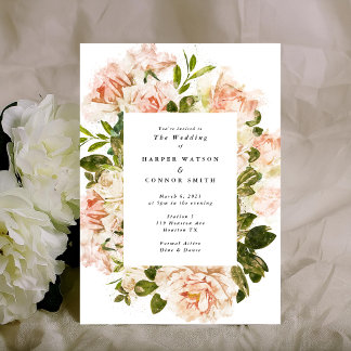 Invitation Élégant Rose romantique Mariage aquarelle