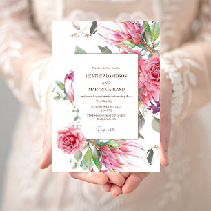 Invitation Élégant Rose rose Fleur Premium Mariage floral