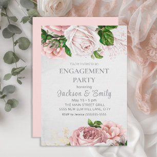 Invitation Élégant Rose Rose Floral Cream Party