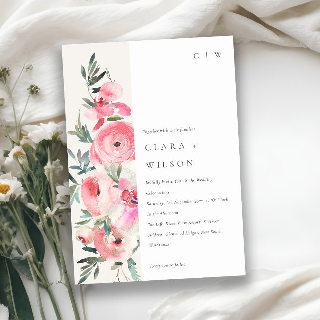 Invitation Elégant rose rose orchidée Mariage floral (Créateur téléchargé)