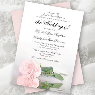 Invitation Élégant rose rose pâle rose pâle Mariage officiel