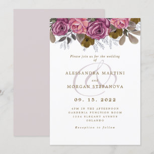 Invitation Élégant rose rose rose mariage