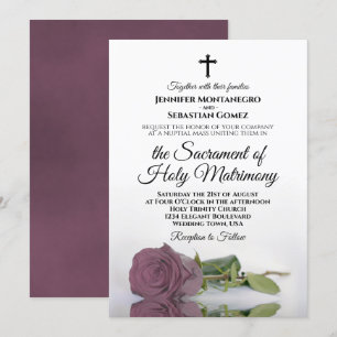 Invitation Élégant Rose rose rose rose moderne Mariage cathol