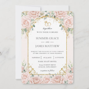 Invitation Élégant rose rose rose rose rose Roses Floral Mari