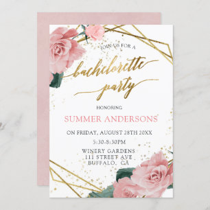 Invitation Élégant rose Roses Gold Foil Bachelorette Party