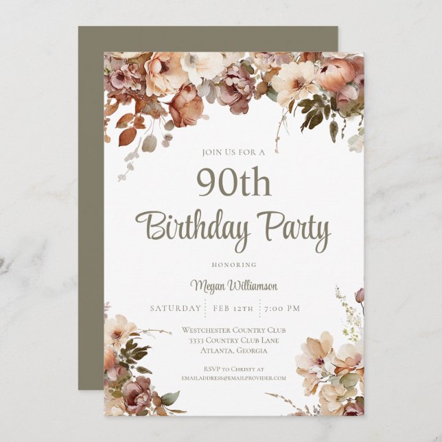 Invitation Elégant rose Sage Vert Surprise 50e anniversaire (Devant / Derrière)