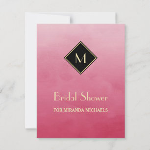 Invitation Élégant rose simple Fête des mariées de monogramme