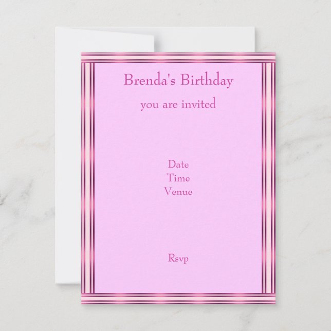 Invitation Elegant Rose Stripe Horizontale (Devant)