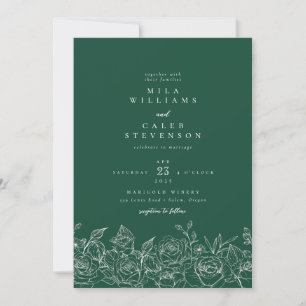 Invitation Élégant Rose vert émeraude Mariage floral