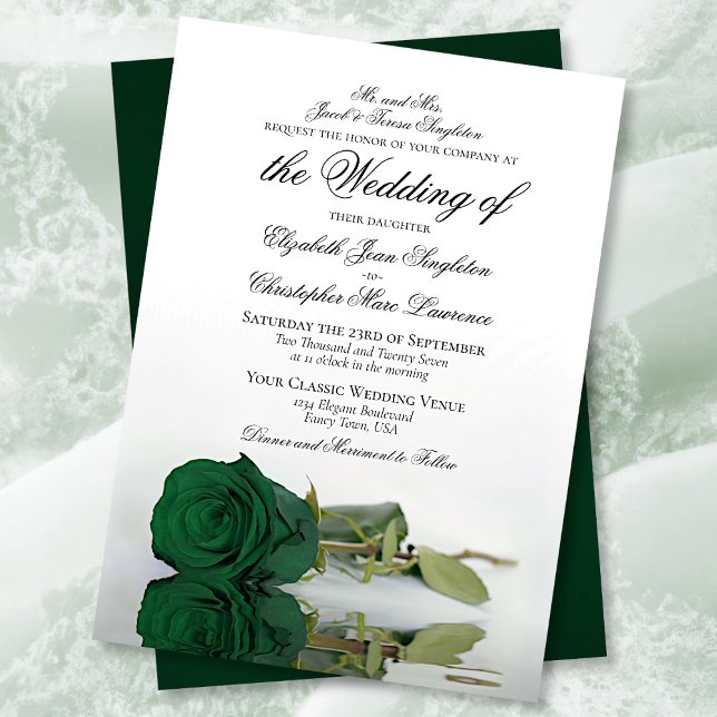 Invitation Élégant Rose vert émeraude Mariage formel (Créateur téléchargé)