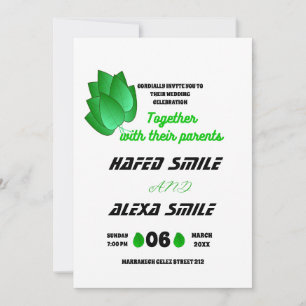 Invitation Elégant rose vert et design floral Mariage dans
