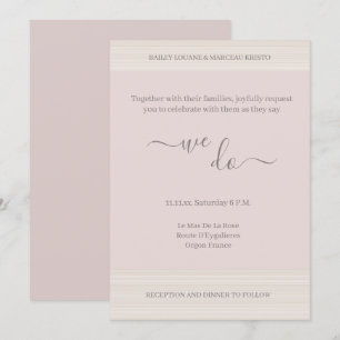 Invitation Élégant rose vierge Nous faisons WoodGrain Stripes