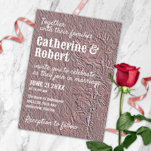 Invitation Élégant Rose Vintage bossé Mariage or Foil