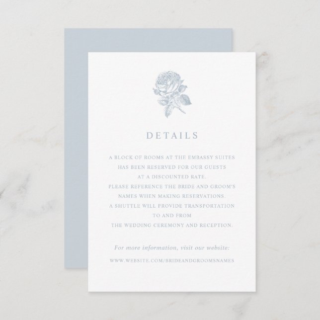 Invitation Elégant Rose Vintage Détails Mariage (Devant / Derrière)