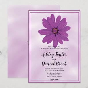 Invitation Élégant rose violet foncé avec cadre Mariage à fle