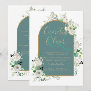 Invitation Elégant Roses Blanches All-in-1 Mariage Inviter RS