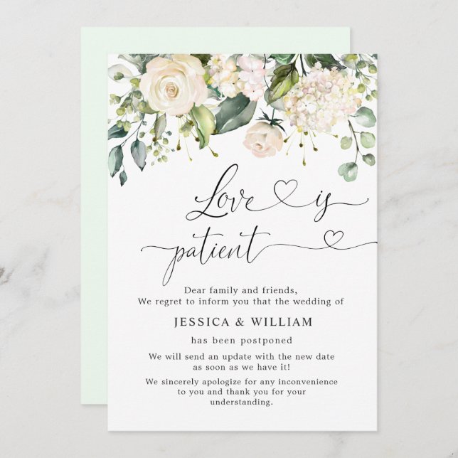 Invitation Élégant Roses d'Hydrangée rose reportés (Devant / Derrière)