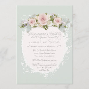 Invitation Elégant Roses Roses Roses Succulentes Thé de Fête 