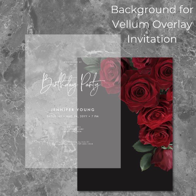 Invitation Élégant Roses Rouges Floral Arrière - plan d'anniv (Créateur téléchargé)