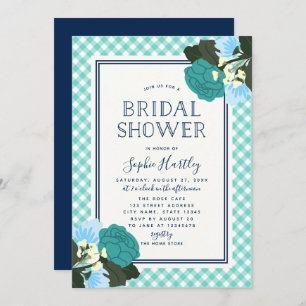Invitation Elégant Roses Turquoises Floral Bridal Shower Invi