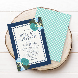Invitation Elégant Roses Turquoises Floral Bridal Shower Invi