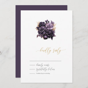 Invitation Élégant Roses violet foncé RSVP