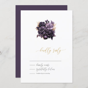 Invitation Élégant Roses violet foncé RSVP