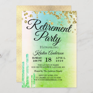 Invitation Elégant Rosy Sparkly Parties scintillant Retraite 