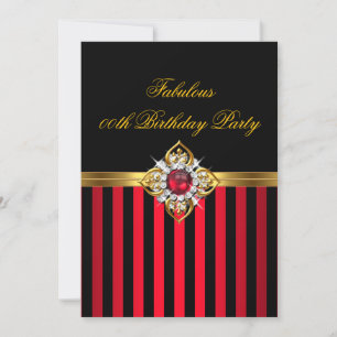 Invitation Elégant Rouge Noir Bande Or Rouge Pearl Anniversai