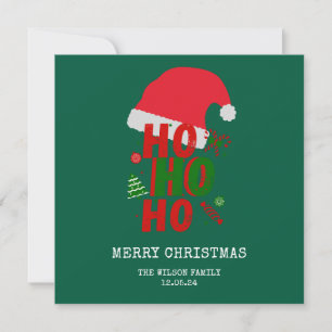 Invitation Elégant Rouge Vert Blanc Joyeux Noël