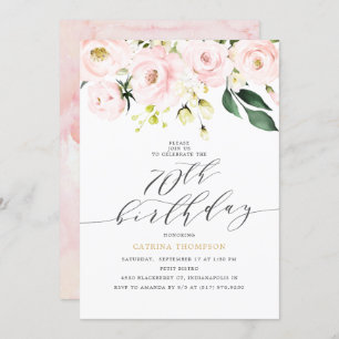 Invitation Élégant rougissent soixante-dixième l'anniversaire