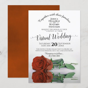 Invitation Elégant rouille Orange Romantique Rose virtuel Mar
