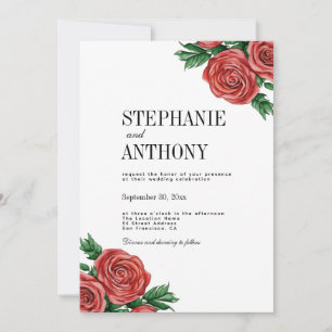 Invitation Élégant rouille rouge et Rose floral de Sage Maria