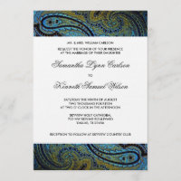 Élégant Royal Blue Peacock Paisley Mariage