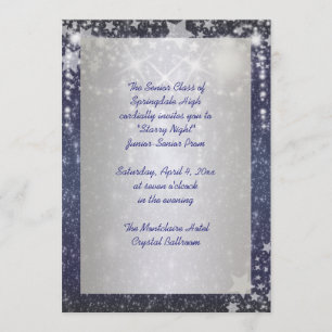 Invitation Elégant Royal Blue Starry Night Prom