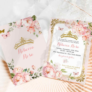 Invitation Elégant Royal Crown Blush Pink Gold Quinceañera